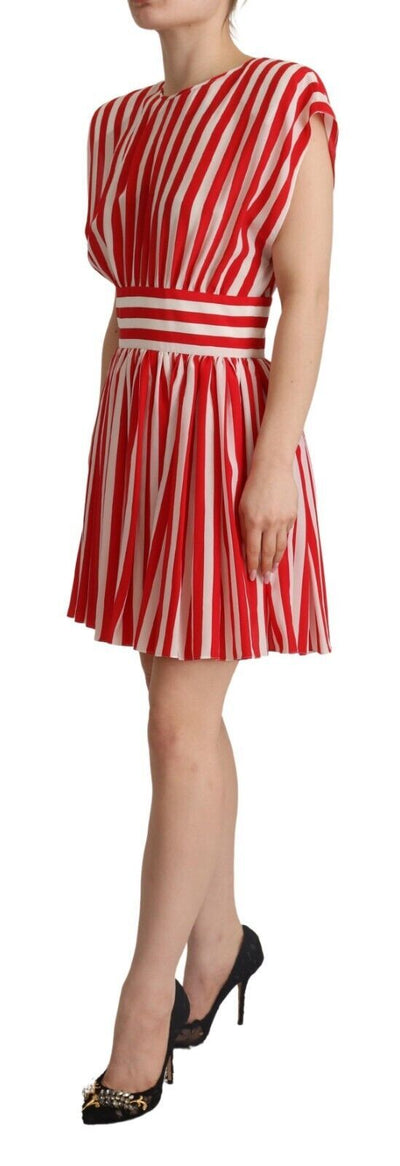 Dolce & Gabbana Rot-weiß gestreiftes Seiden-Minikleid in A-Linie