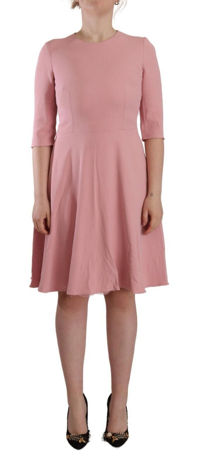 Dolce & Gabbana Rosa 3/4-Ärmel Viskosemischung A-Linien-Kleid
