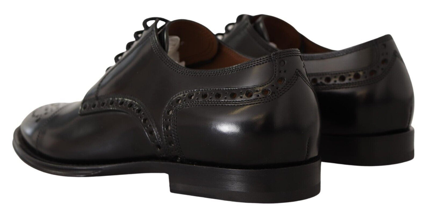 Dolce & Gabbana Schwarzes Leder Wingtip Herrenformal Derby Schuhe