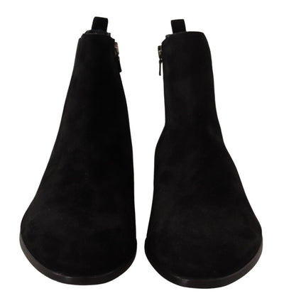 Dolce & Gabbana Schwarz Wildleder Leder Chelsea Herren Stiefel Schuhe