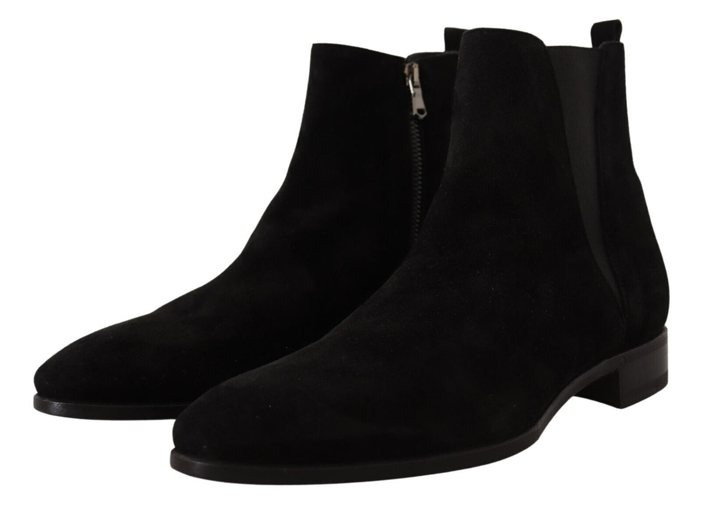 Dolce & Gabbana Schwarz Wildleder Leder Chelsea Herren Stiefel Schuhe