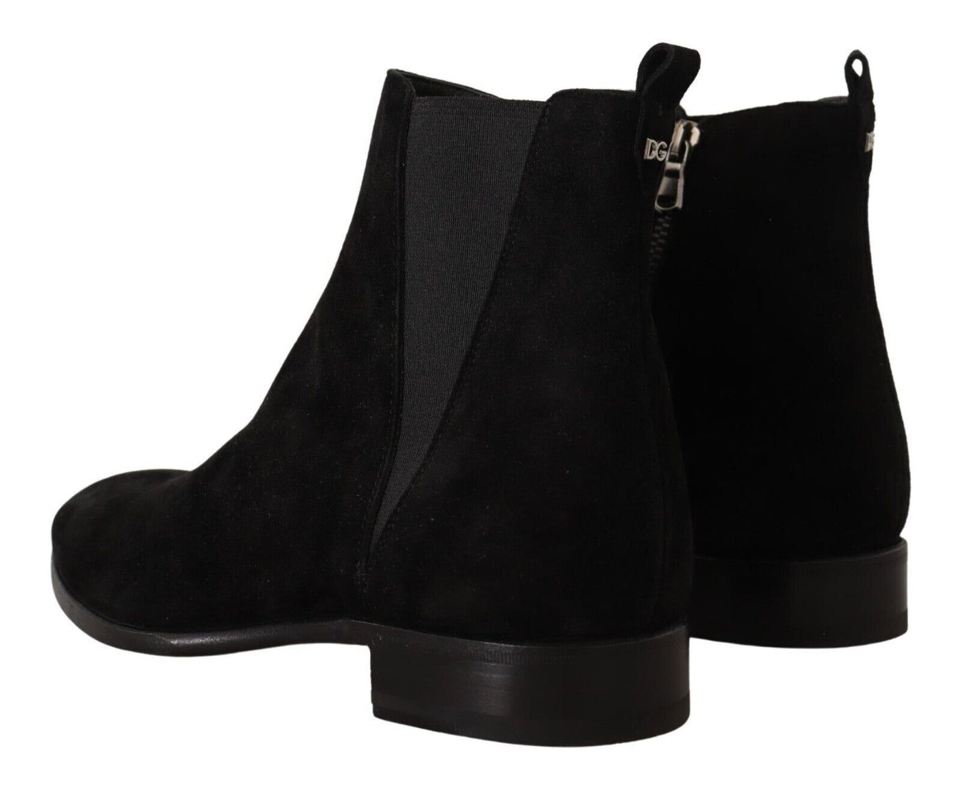 Dolce & Gabbana Schwarz Wildleder Leder Chelsea Herren Stiefel Schuhe