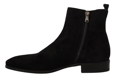 Dolce & Gabbana Schwarz Wildleder Leder Chelsea Herren Stiefel Schuhe