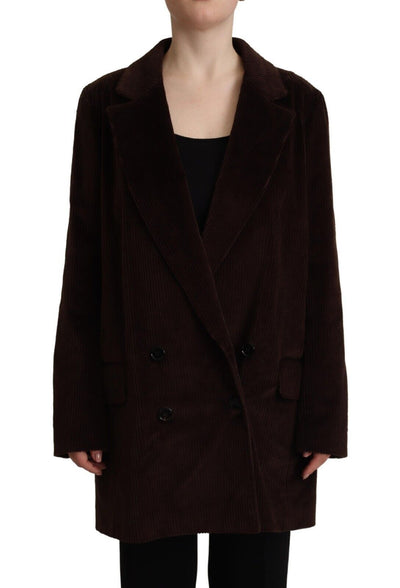 Dolce & Gabbana Bordeauxfarbener Cord-Baumwoll-Blazer Übergrößen-Jacke