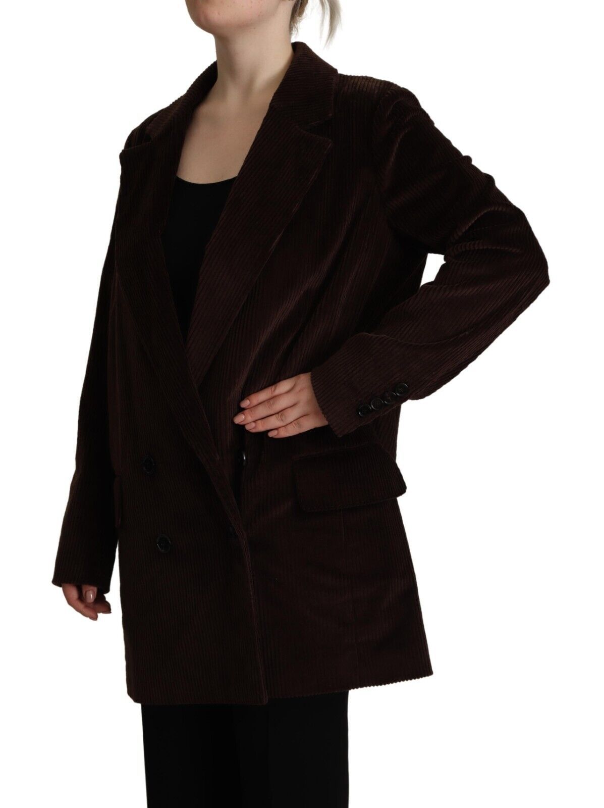 Dolce & Gabbana Bordeauxfarbener Cord-Baumwoll-Blazer Übergrößen-Jacke