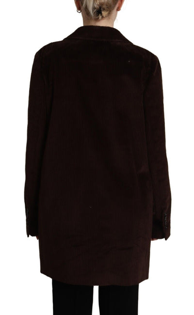 Dolce & Gabbana Bordeauxfarbener Cord-Baumwoll-Blazer Übergrößen-Jacke