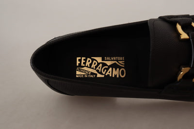 Salvatore Ferragamo Elegante Loafers aus schwarzem Kalbsleder