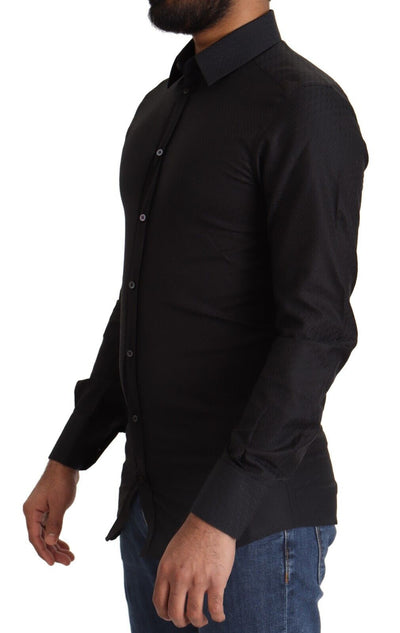 Dolce & Gabbana Schwarzes GOLD Baumwollhemd Formales Hemd
