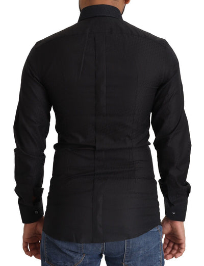 Dolce & Gabbana Schwarzes GOLD Baumwollhemd Formales Hemd