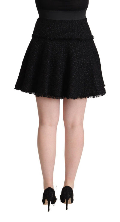 Dolce & Gabbana Schwarzer gestrickter Mini-A-Linien-Rock aus Nylon mit hoher Taille