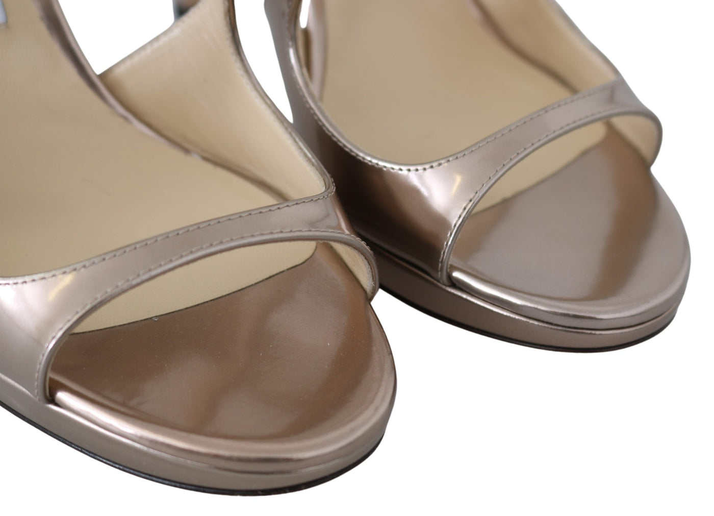 Jimmy Choo Ballet Pink Liquid Mirror Leder Sandalen