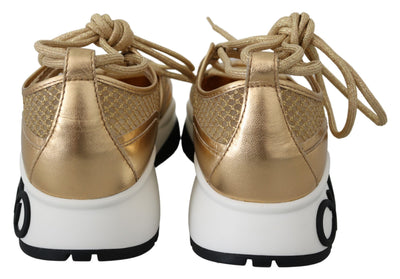 Jimmy Choo Golden Glamour Mesh Leder Turnschuhe