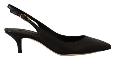 Dolce & Gabbana Schwarz Leder Slingbacks Heels Pumps Schuhe