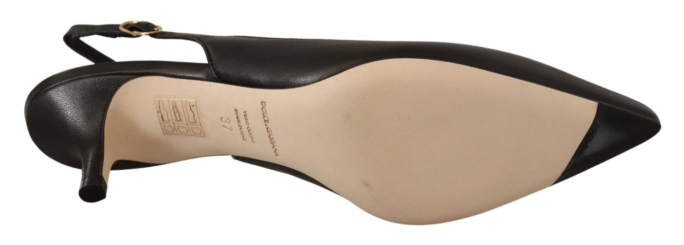 Dolce & Gabbana Schwarz Leder Slingbacks Heels Pumps Schuhe