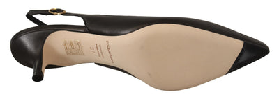 Dolce & Gabbana Schwarz Leder Slingbacks Heels Pumps Schuhe