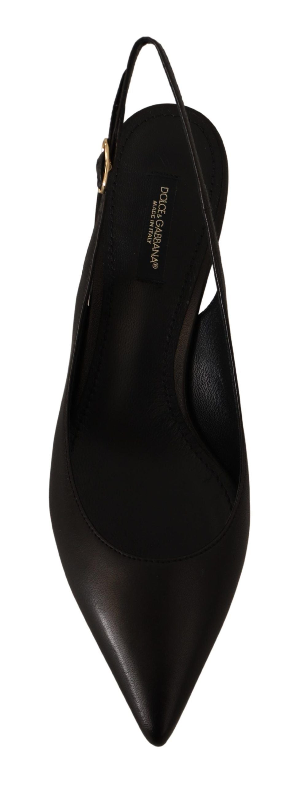 Dolce & Gabbana Schwarz Leder Slingbacks Heels Pumps Schuhe