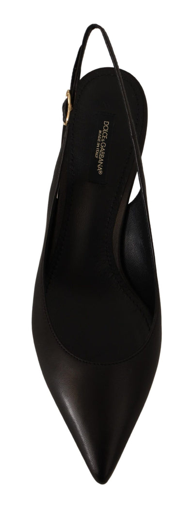 Dolce & Gabbana Schwarz Leder Slingbacks Heels Pumps Schuhe