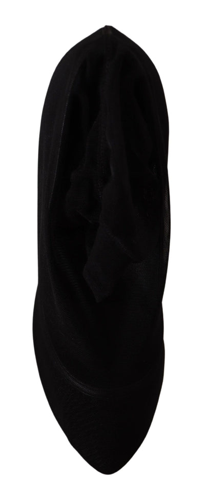 Dolce & Gabbana Schwarz Tüll Stretch Stiefel Pumps Schuhe