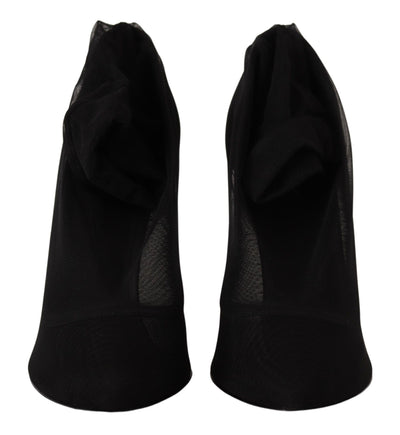 Dolce & Gabbana Schwarz Tüll Stretch Stiefel Pumps Schuhe