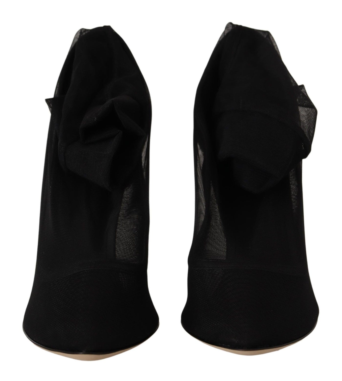 Dolce & Gabbana Schwarz Stretch Tüll Stretch Stiefel Schuhe