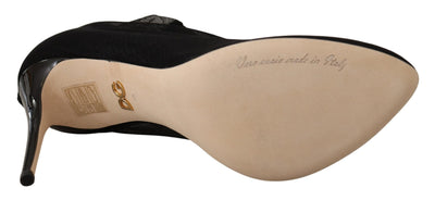 Dolce & Gabbana Schwarz Stretch Tüll Stretch Stiefel Schuhe