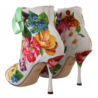 Dolce & Gabbana Weiße Jersey Stretch Stiefel Offene Zehen Heels Schuhe