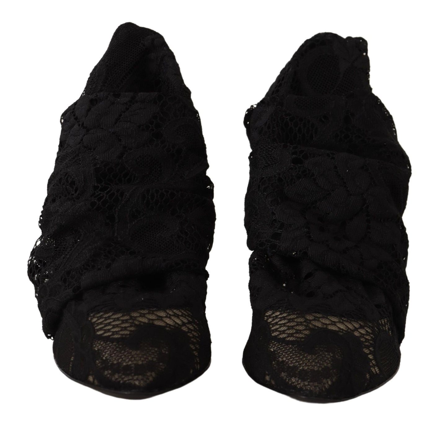 Dolce & Gabbana Schwarz Stretch Socken Taormina Spitze Stiefel Schuhe