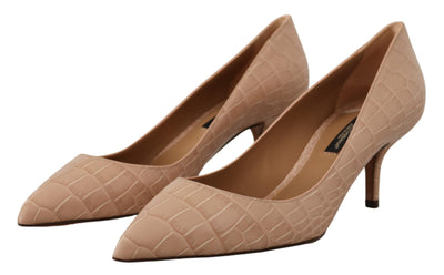 Dolce & Gabbana Beige Leder Spitze Absätze Pumps Schuhe