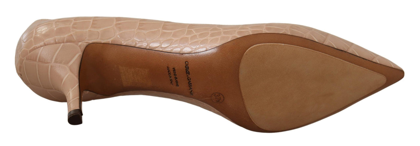 Dolce & Gabbana Beige Leder Spitze Absätze Pumps Schuhe