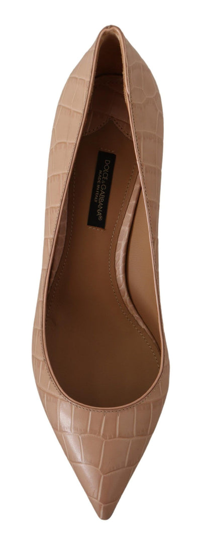 Dolce & Gabbana Beige Leder Spitze Absätze Pumps Schuhe