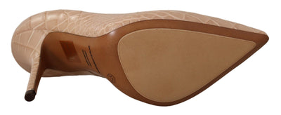 Dolce & Gabbana Beige Leder Bellucci Heels Pumps Schuhe