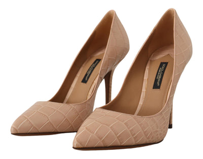 Dolce & Gabbana Beige Leder Bellucci Heels Pumps Schuhe