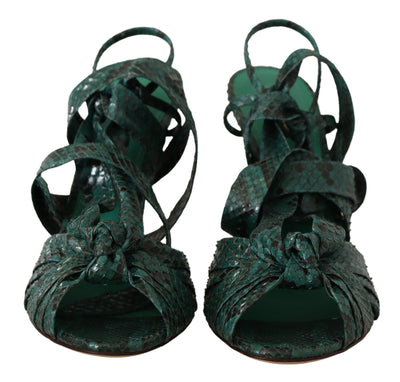 Dolce & Gabbana Grün Python Riemchen Sandalen Heels Schuhe