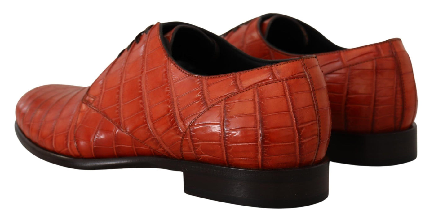 Dolce & Gabbana Orangefarbene Derby-Schuhe aus exotischem Leder