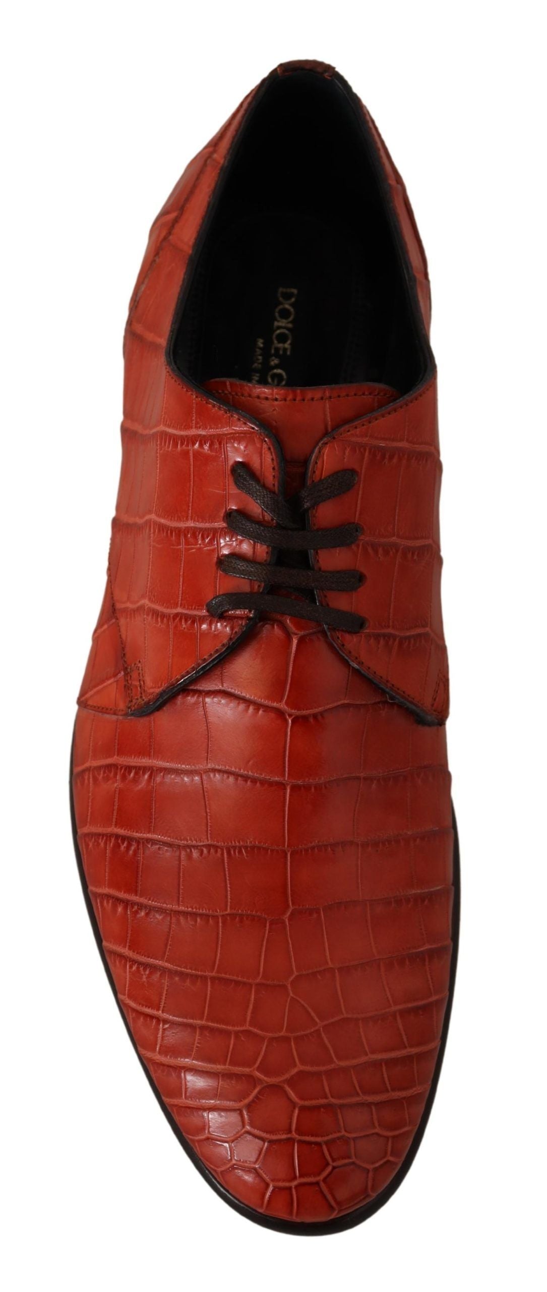 Dolce & Gabbana Orangefarbene Derby-Schuhe aus exotischem Leder
