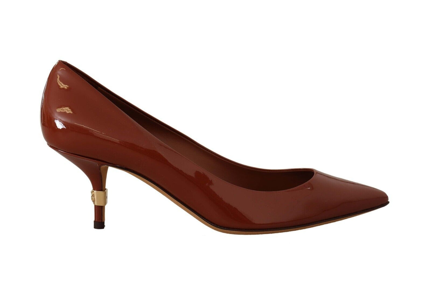 Dolce & Gabbana Braun Kitten Heels Pumps Lackleder Schuhe