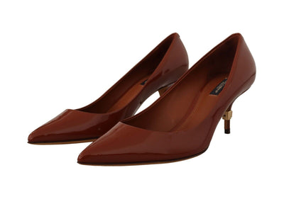 Dolce & Gabbana Braun Kitten Heels Pumps Lackleder Schuhe