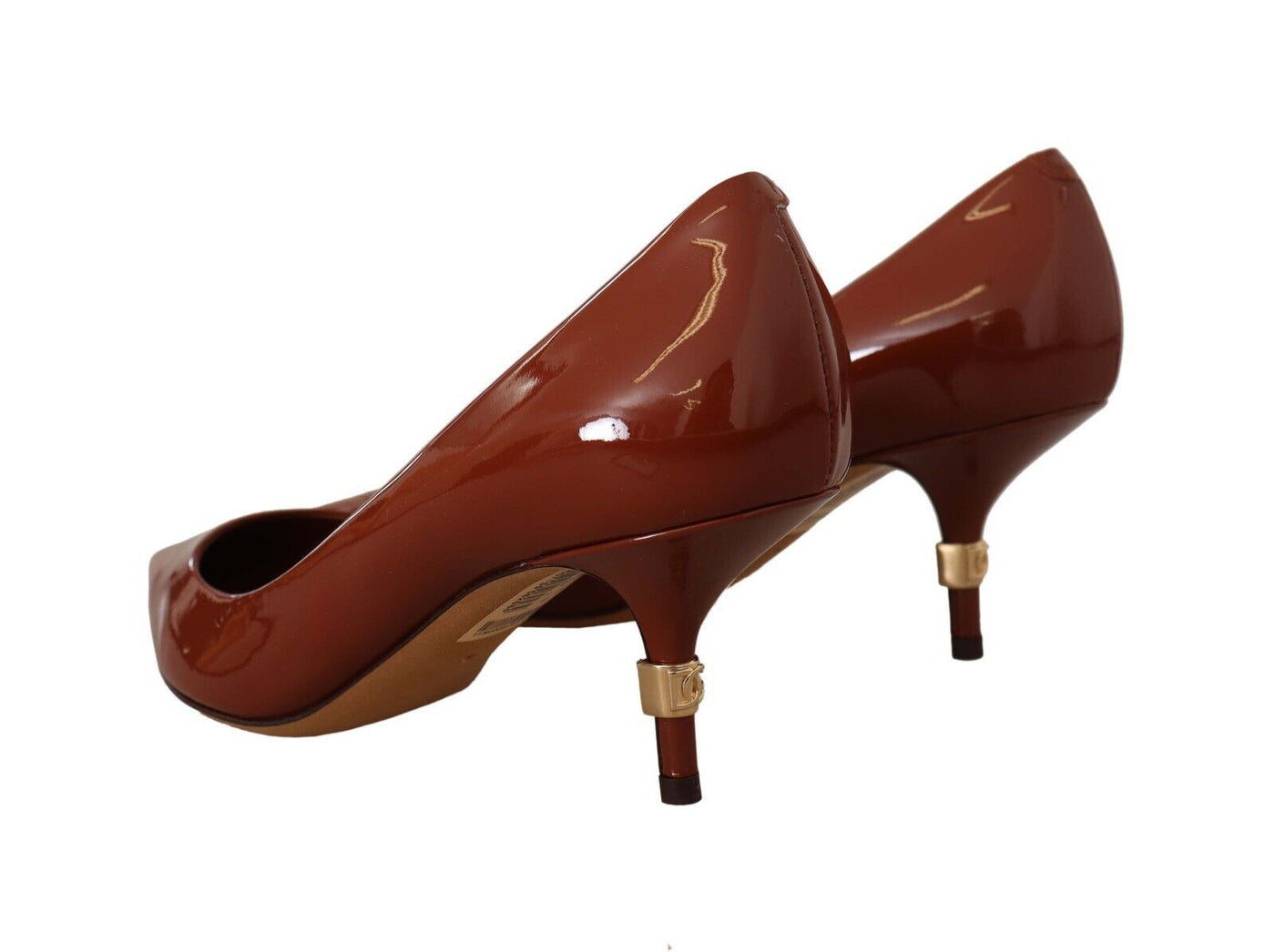 Dolce & Gabbana Braun Kitten Heels Pumps Lackleder Schuhe