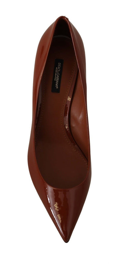 Dolce & Gabbana Braun Kitten Heels Pumps Lackleder Schuhe