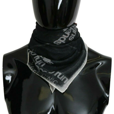 Costume National Dunkelgrauer Foulard-Schal aus Wolle mit Branding