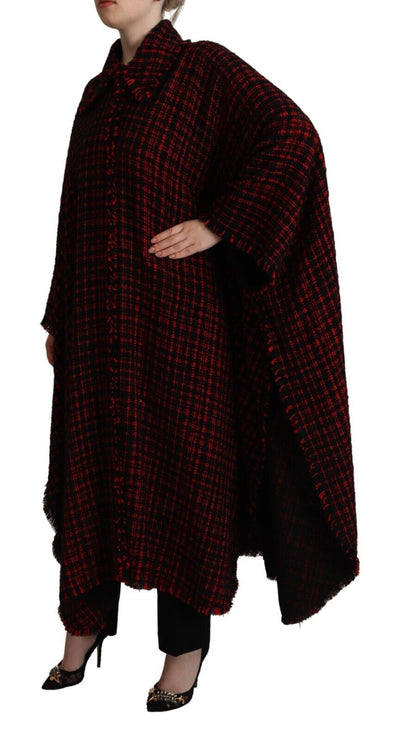 Dolce & Gabbana Schwarz-rot karierter Baumwollmantel Jacke