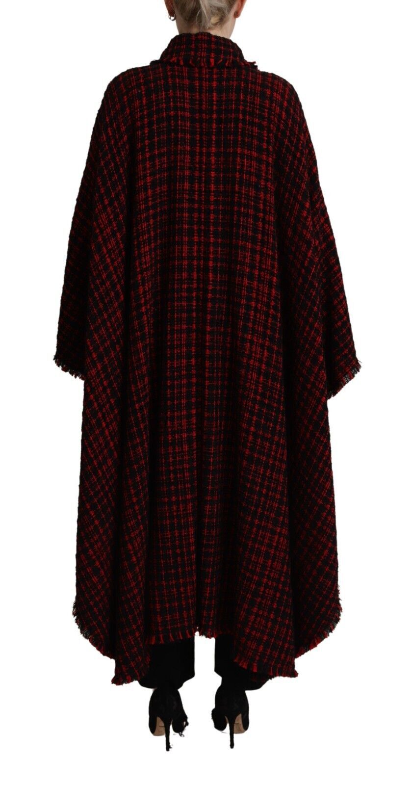 Dolce & Gabbana Schwarz-rot karierter Baumwollmantel Jacke
