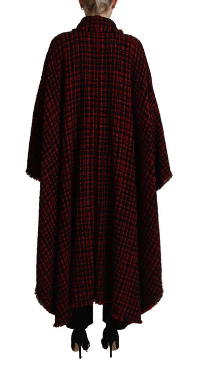 Dolce & Gabbana Schwarz-rot karierter Baumwollmantel Jacke