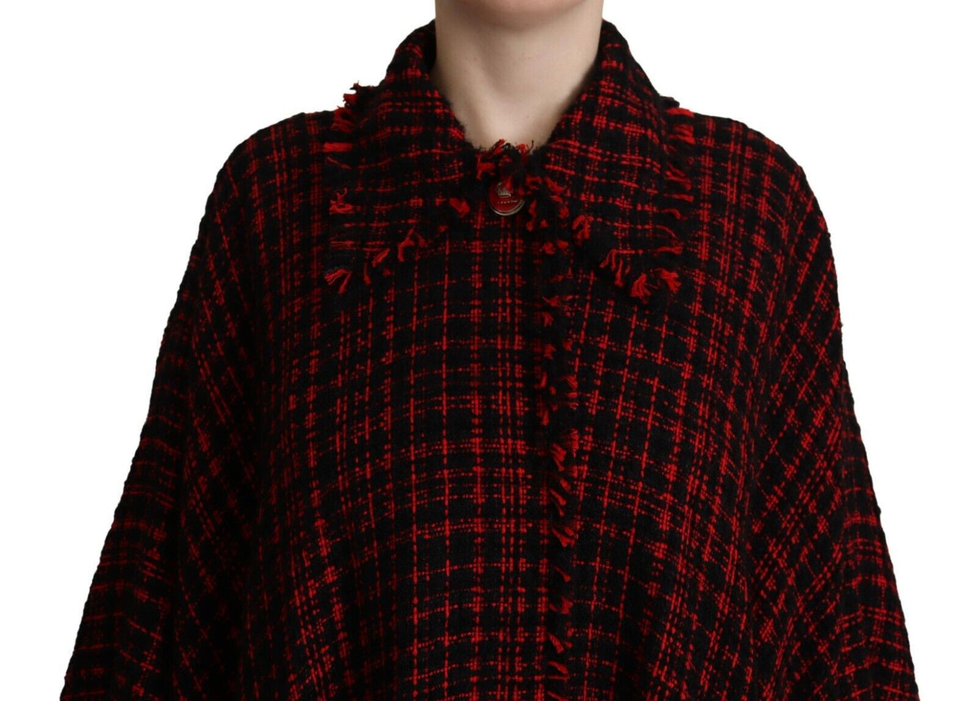 Dolce & Gabbana Schwarz-rot karierter Baumwollmantel Jacke