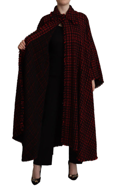 Dolce & Gabbana Schwarz-rot karierter Baumwollmantel Jacke