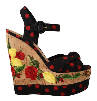 Dolce & Gabbana Multicolor Plateau Keile Sandalen Charmeuse Schuhe