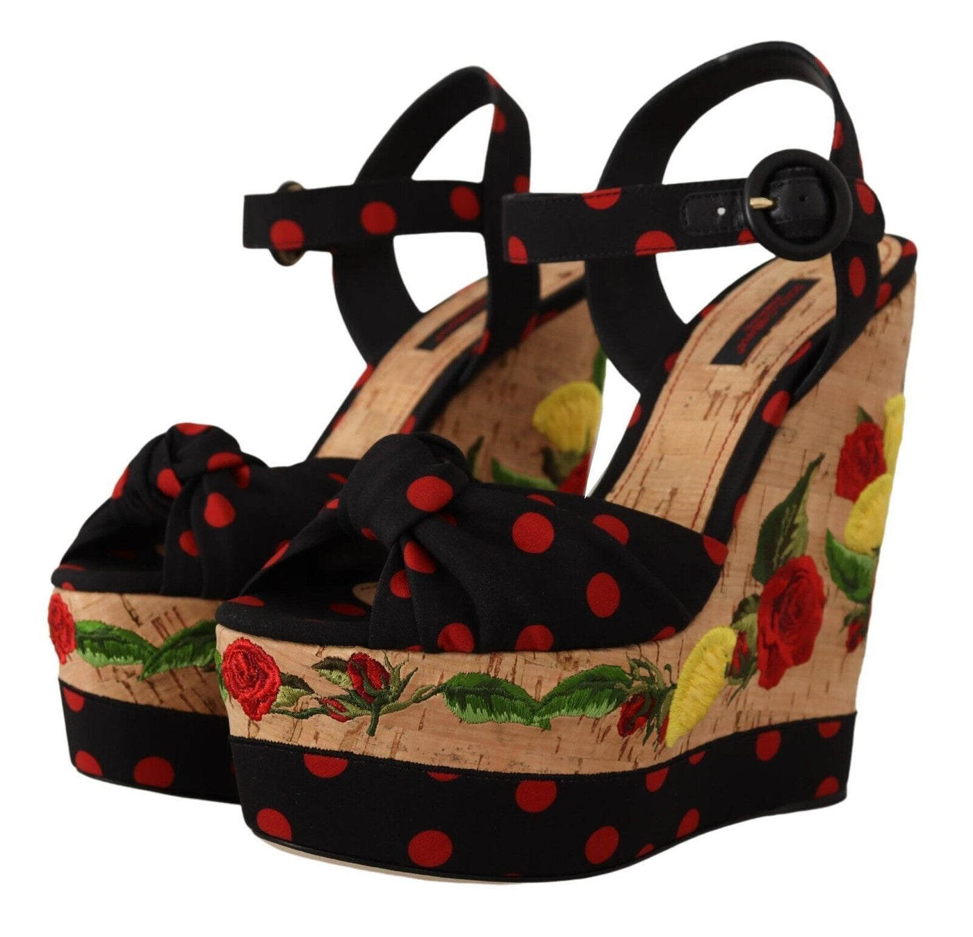 Dolce & Gabbana Multicolor Plateau Keile Sandalen Charmeuse Schuhe