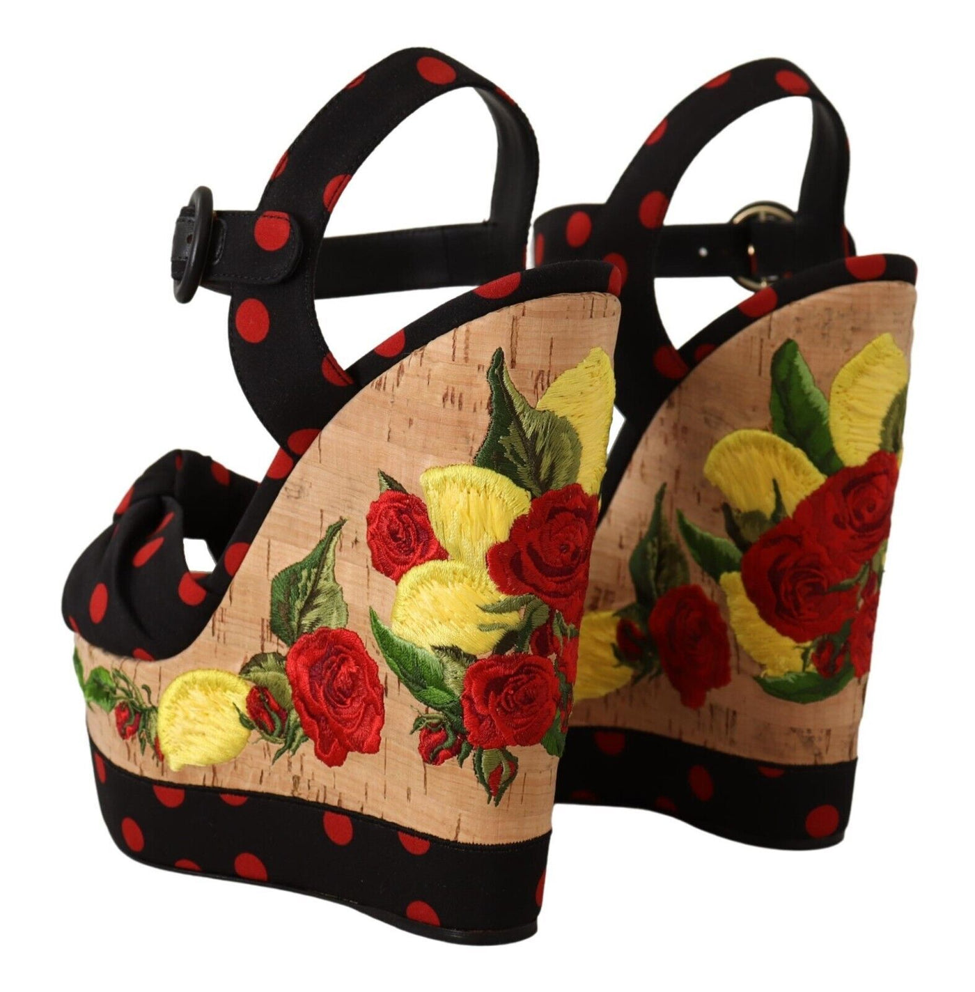 Dolce & Gabbana Multicolor Plateau Keile Sandalen Charmeuse Schuhe