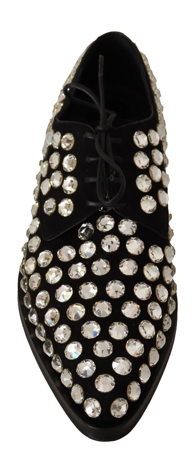 Dolce & Gabbana Schwarz Leder Kristalle Schnürschuhe Formal Schuhe