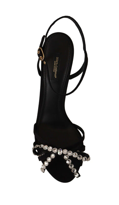 Dolce & Gabbana Schwarz Crystals Knöchelriemen Heels Sandalen Schuhe